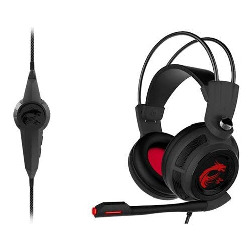 A Photo Of MSI DS502 Gaming Headset with Microphone | Enhanced Virtual 7.1 Surround Sound, Intelligent Vibration System