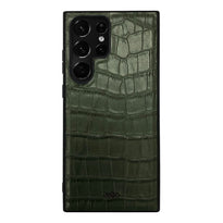 Kajsa Neo Luxury Classic Collection - Leather Back Case for Samsung Galaxy S23 Ultra Olive_Green from Kajsa sold by 961Souq-Zalka